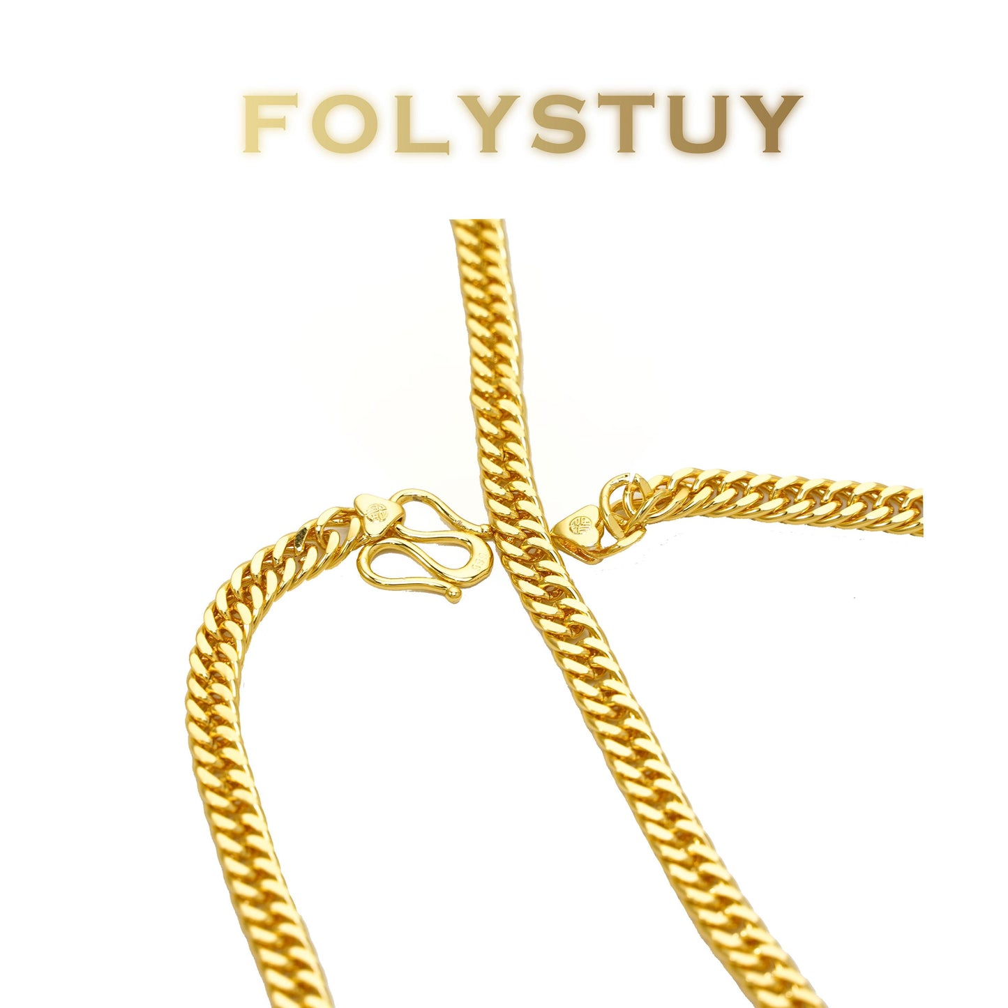 【FOLYSTUY (Y132)】24k gold filled Cuban Chain Necklace