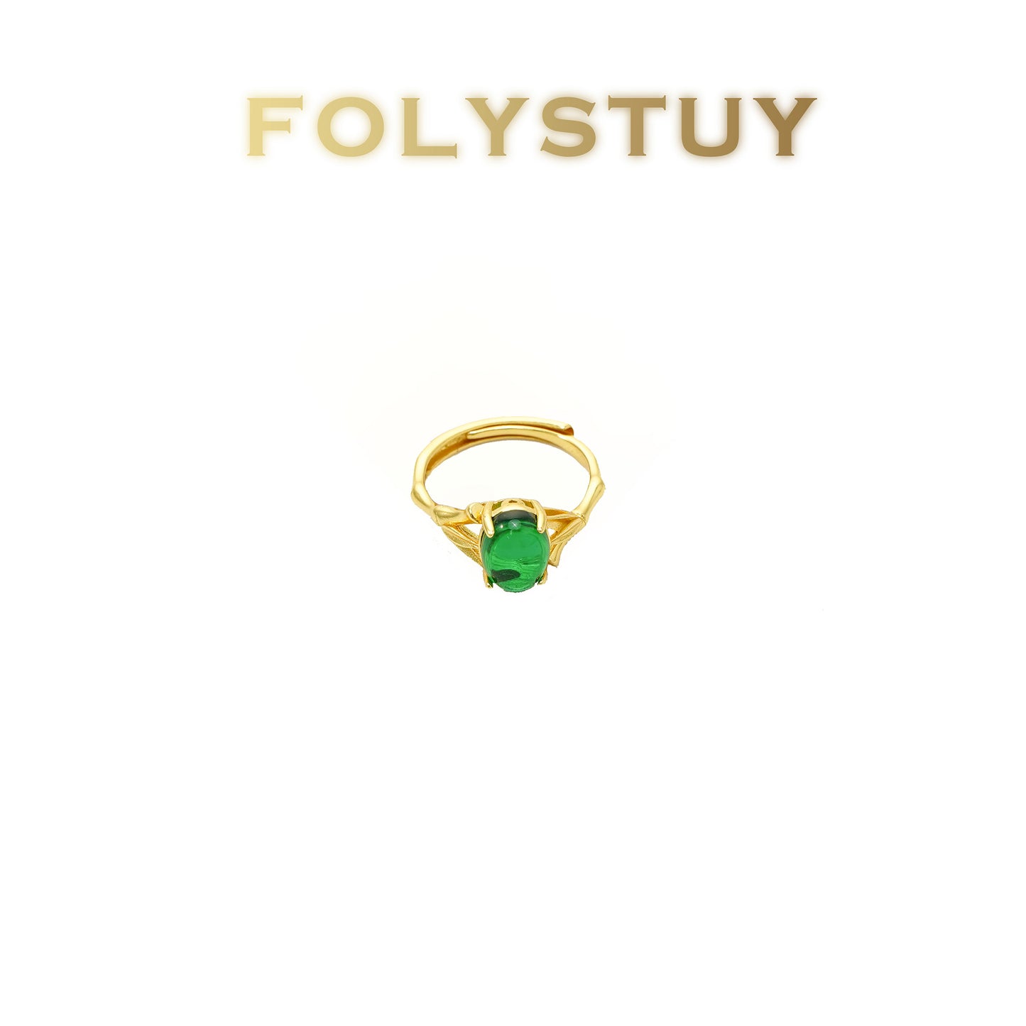 【FOLYSTUY(YNZ52)】24k gold filled Stunning Evil - Eye - Inspired Ring with Green Gemstone