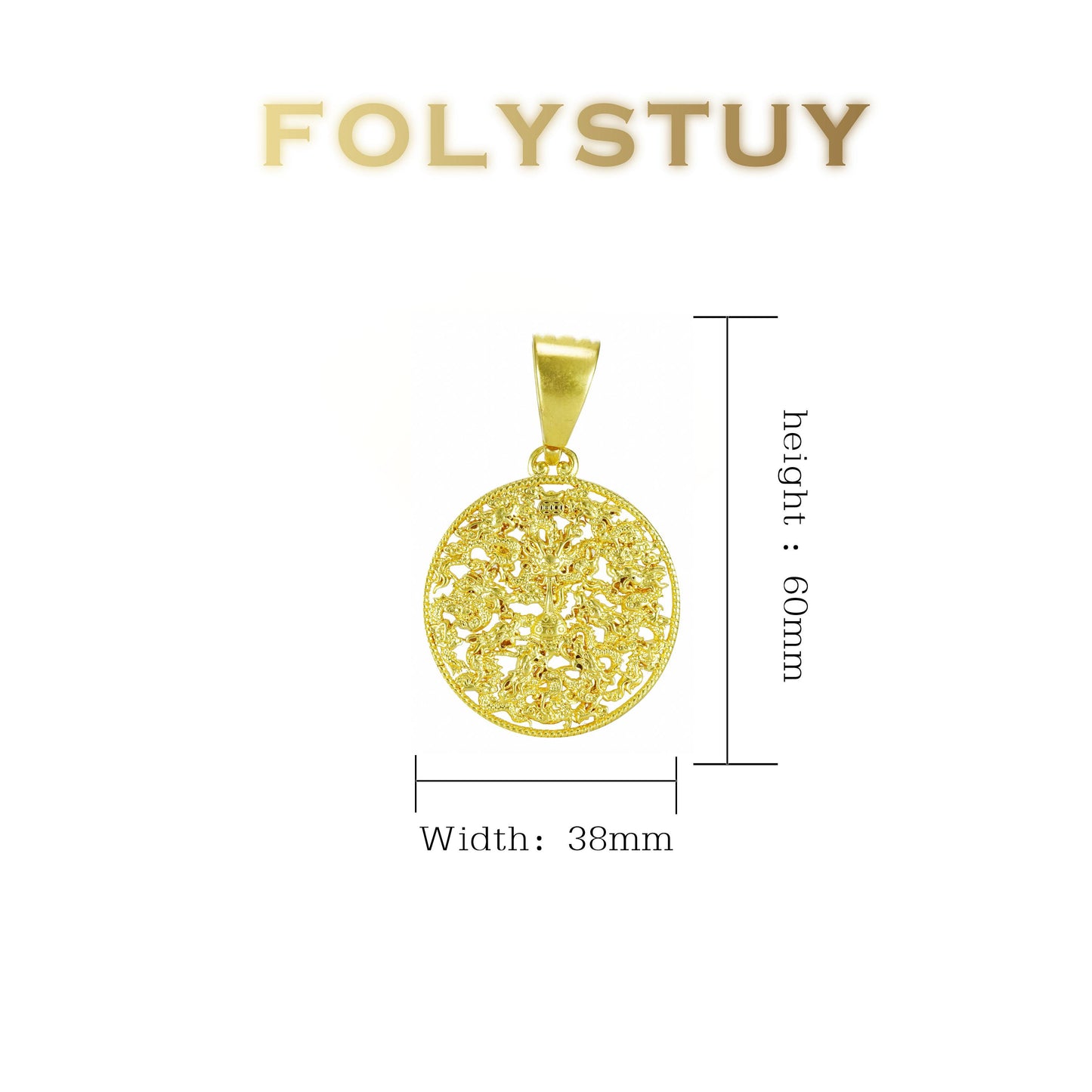 【FOLYSTUY (YNK03)】24k gold filled Elegant Dragon Pendant