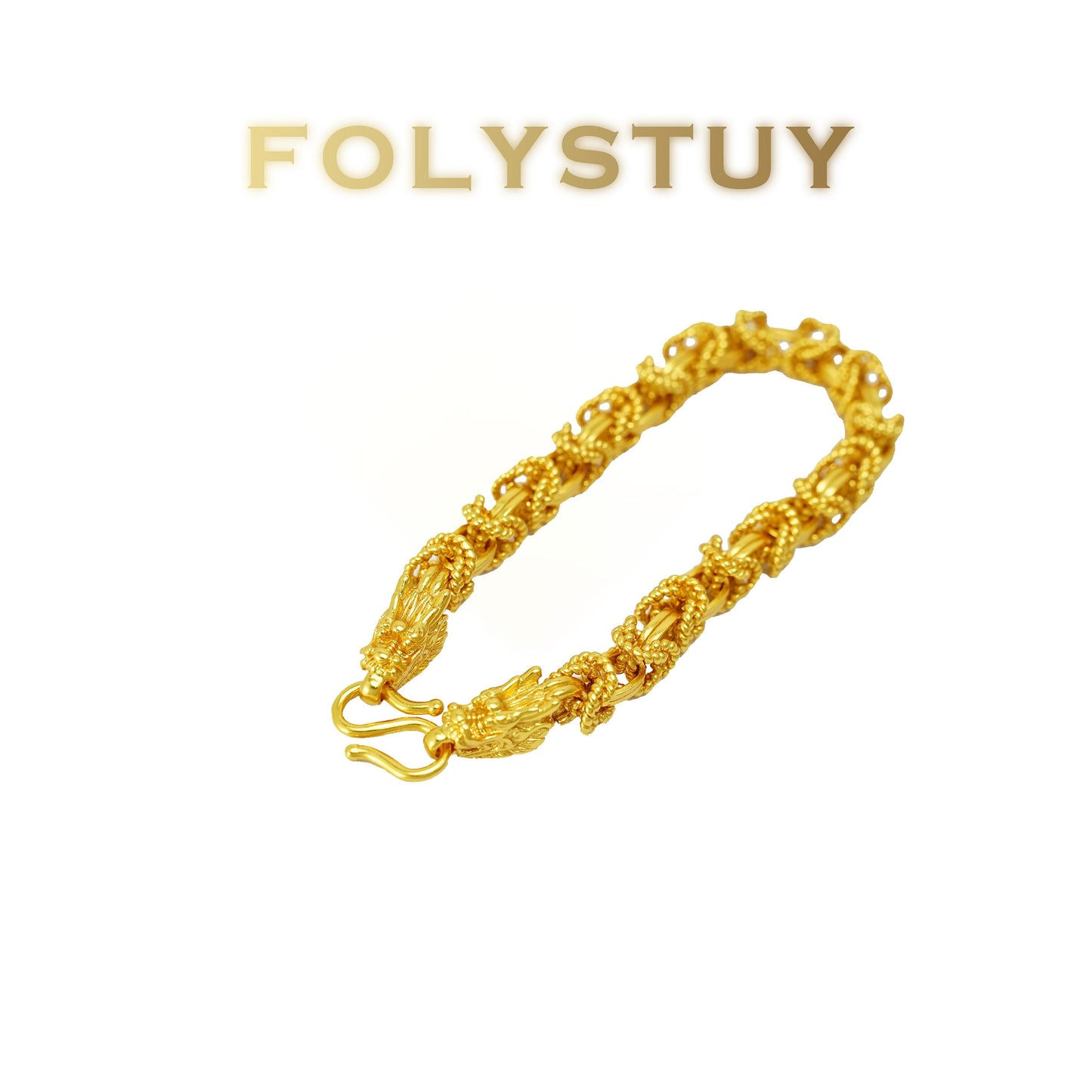 【FOLYSTUY(YNW17)】24k gold filled Dragon Bone Tank Bracelet