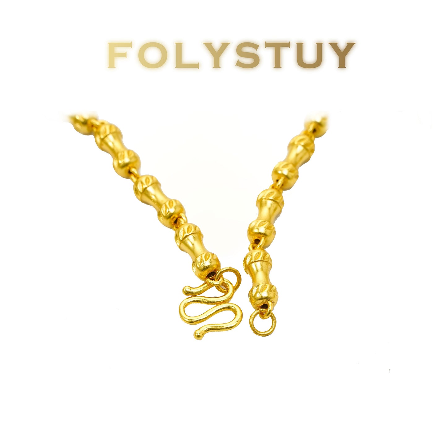 【FOLYSTUY(YNY08)】24k gold filled Bamboo Necklace Hip Hop Necklace