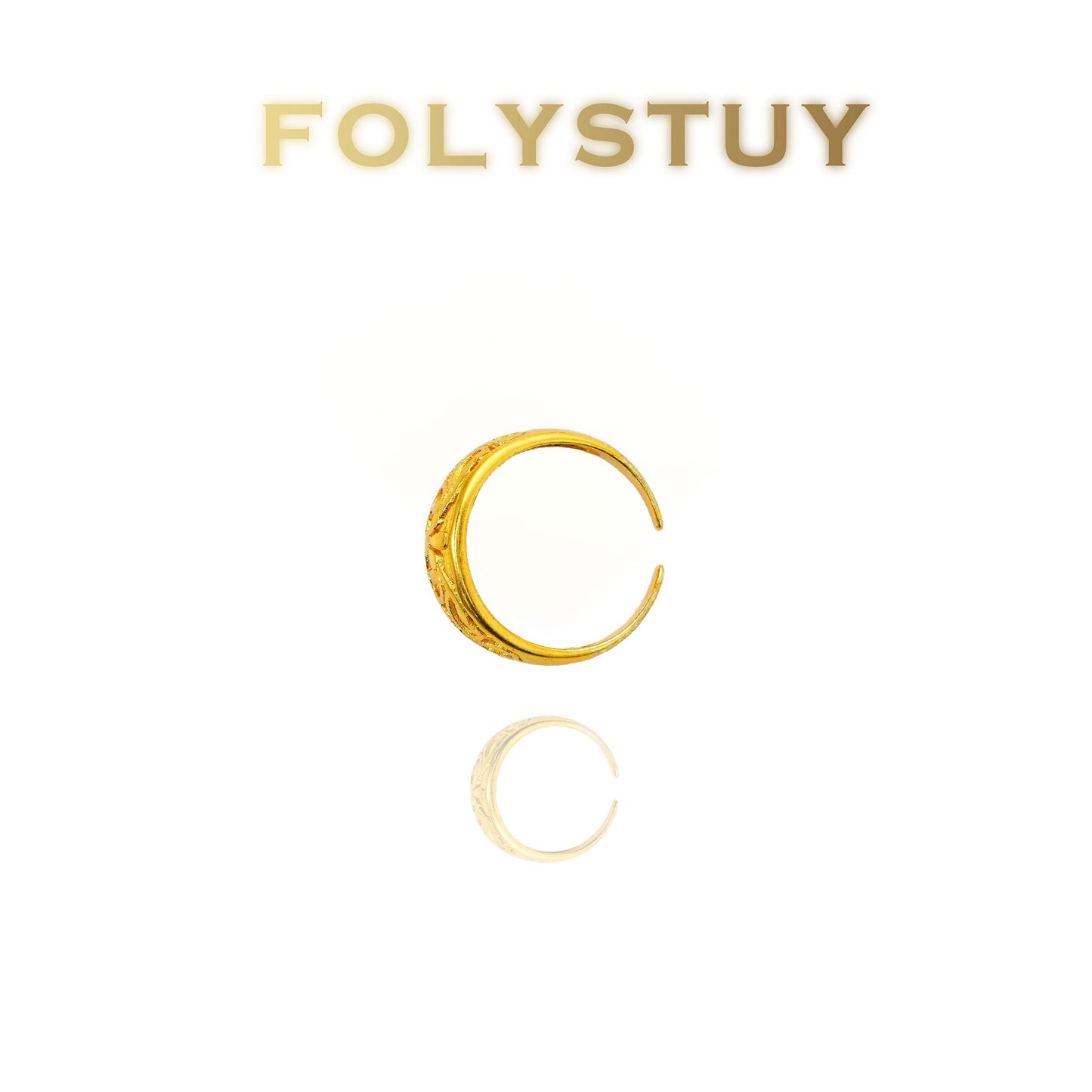 【FOLYSTUY(YNZ41)】24k gold filled Exquisite Floral - Patterned Ring by FOLYSTUY