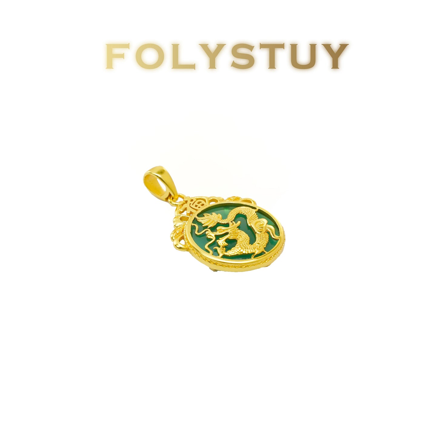 【FOLYSTUY (YNK16)】24k gold filled Dragon pendant inlaid with agate