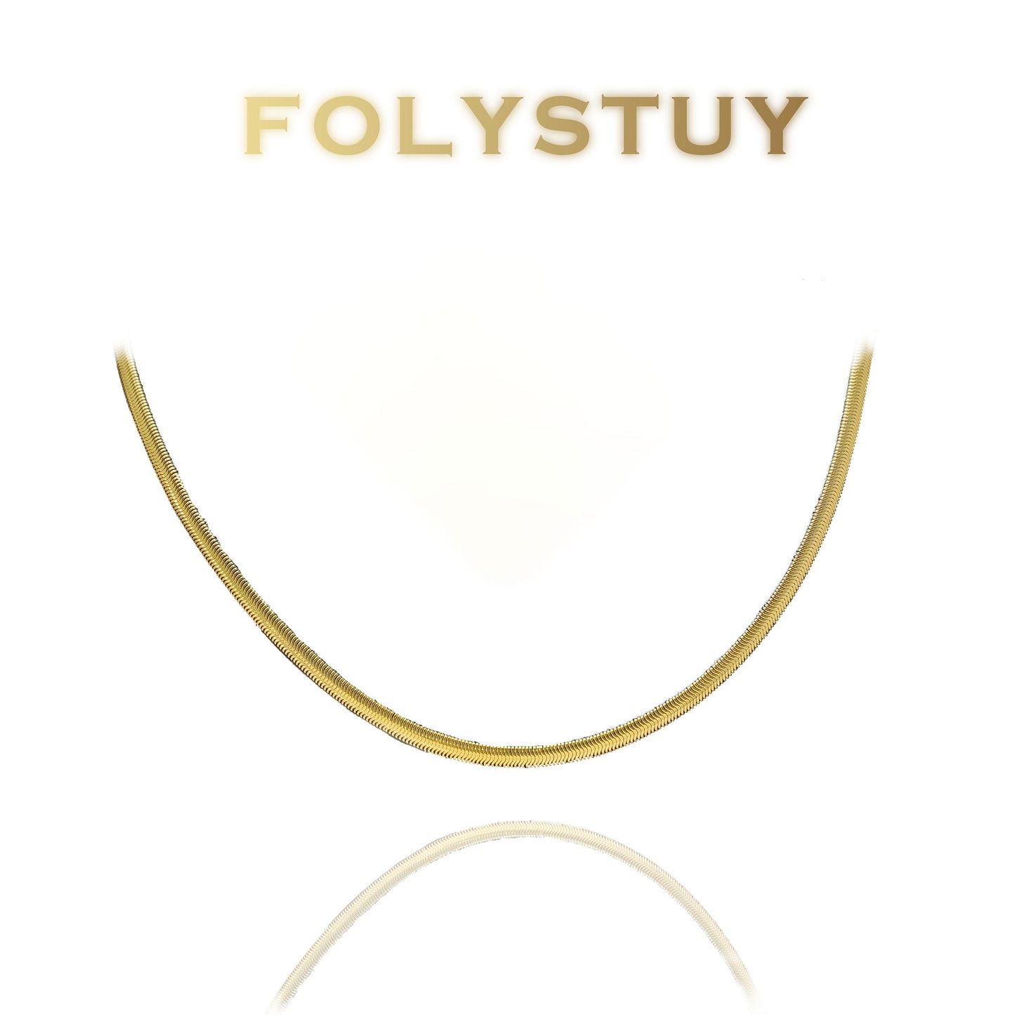 【FOLYSTUY (Y142)】24k gold filled Snake Bone Necklace