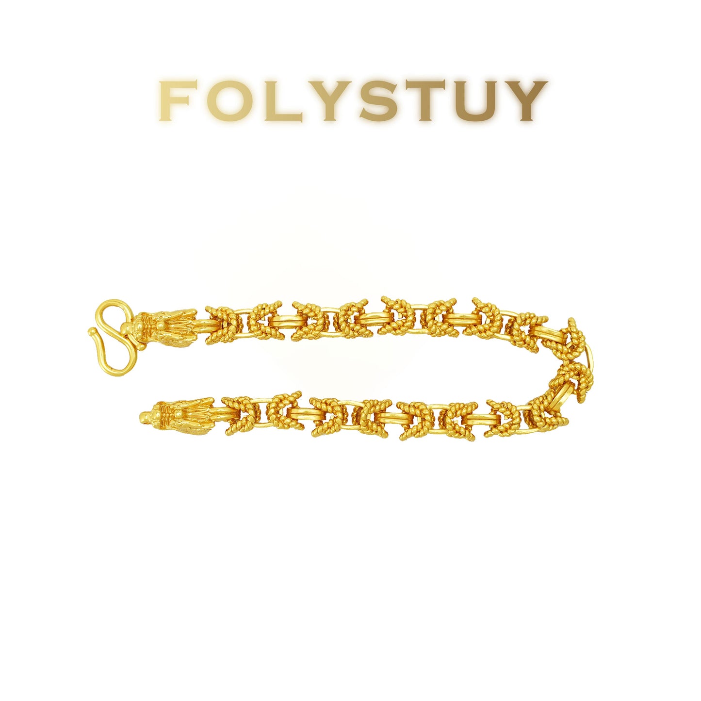 【FOLYSTUY(YNW17)】24k gold filled Dragon Bone Tank Bracelet