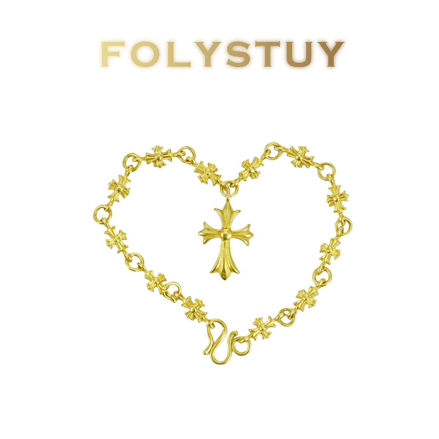 【FOLYSTUY (YNW13)】24k gold filled Cross Bracelet Fashion Unisex Bracelet