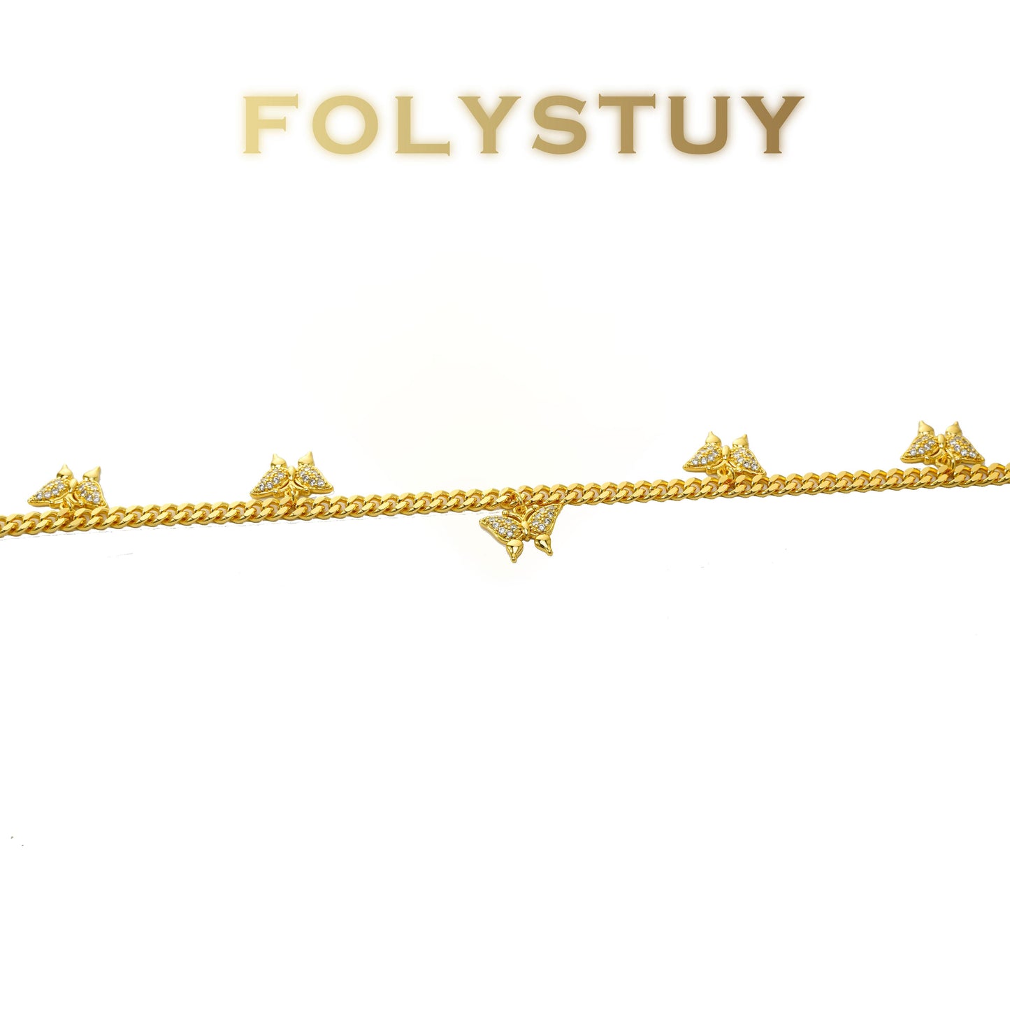 【FOLYSTUY (Y137)】24k gold filled Cuban Butterfly Necklace
