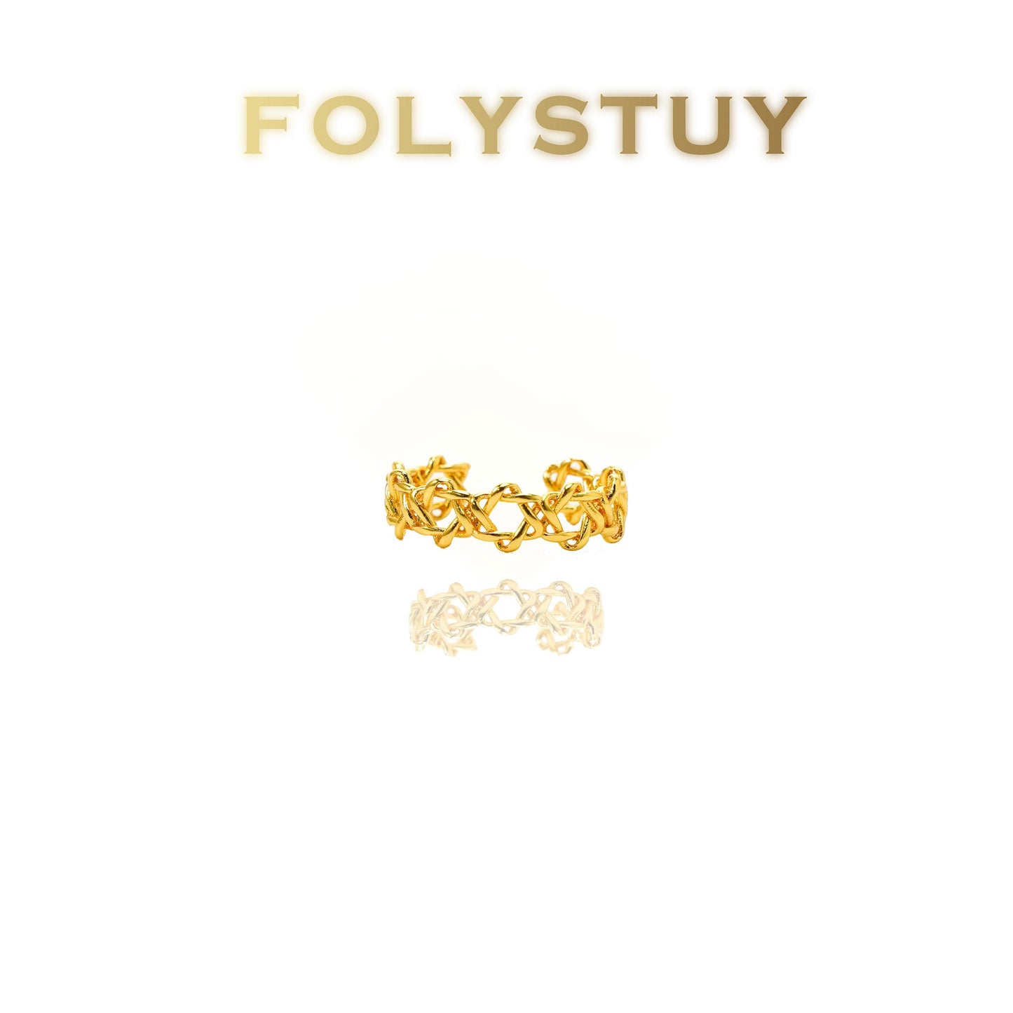 【FOLYSTUY(YNZ40)】24k gold filled Gorgeous Hexagram Star Ring