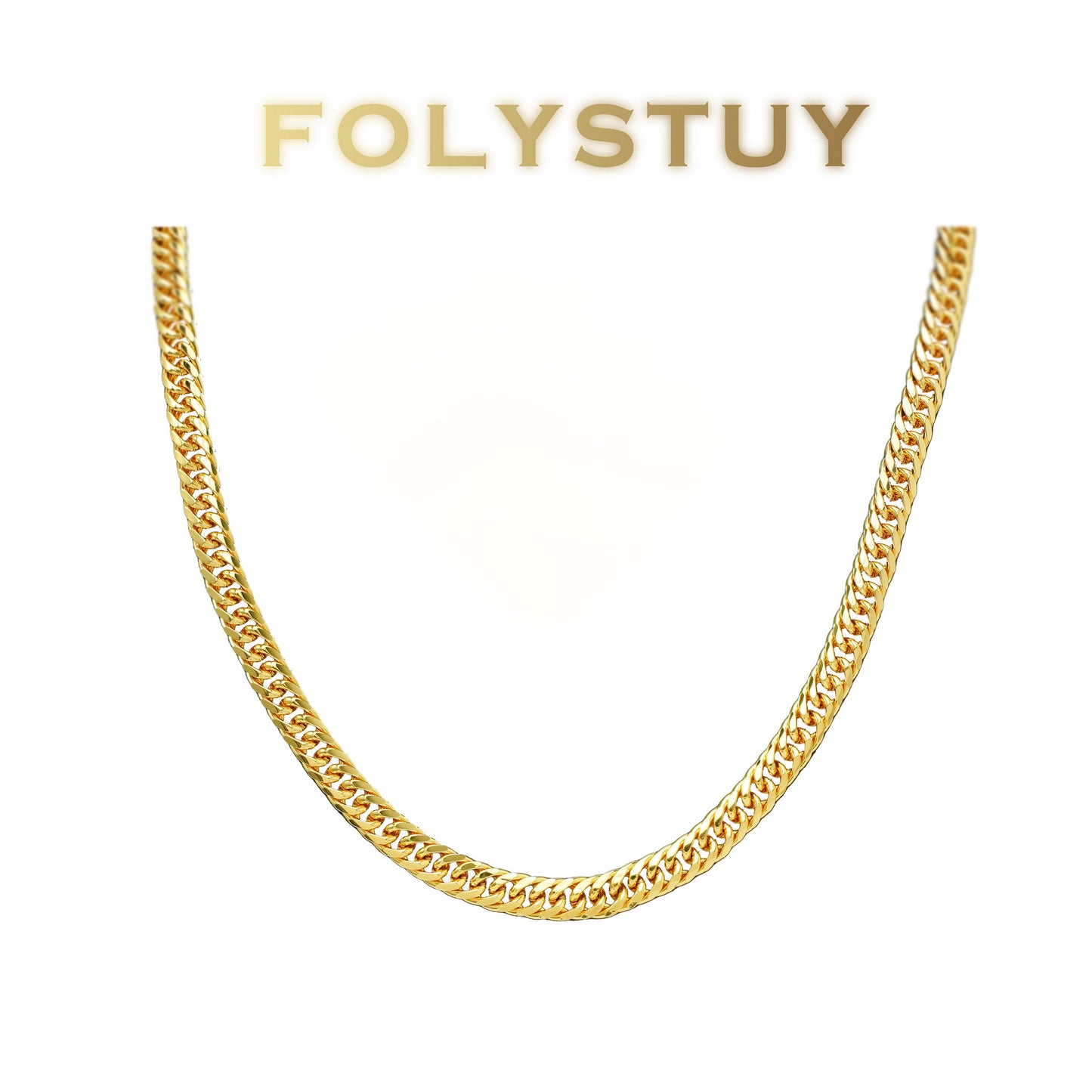 【FOLYSTUY (Y130)】24k gold filled Cuban Chain Necklace