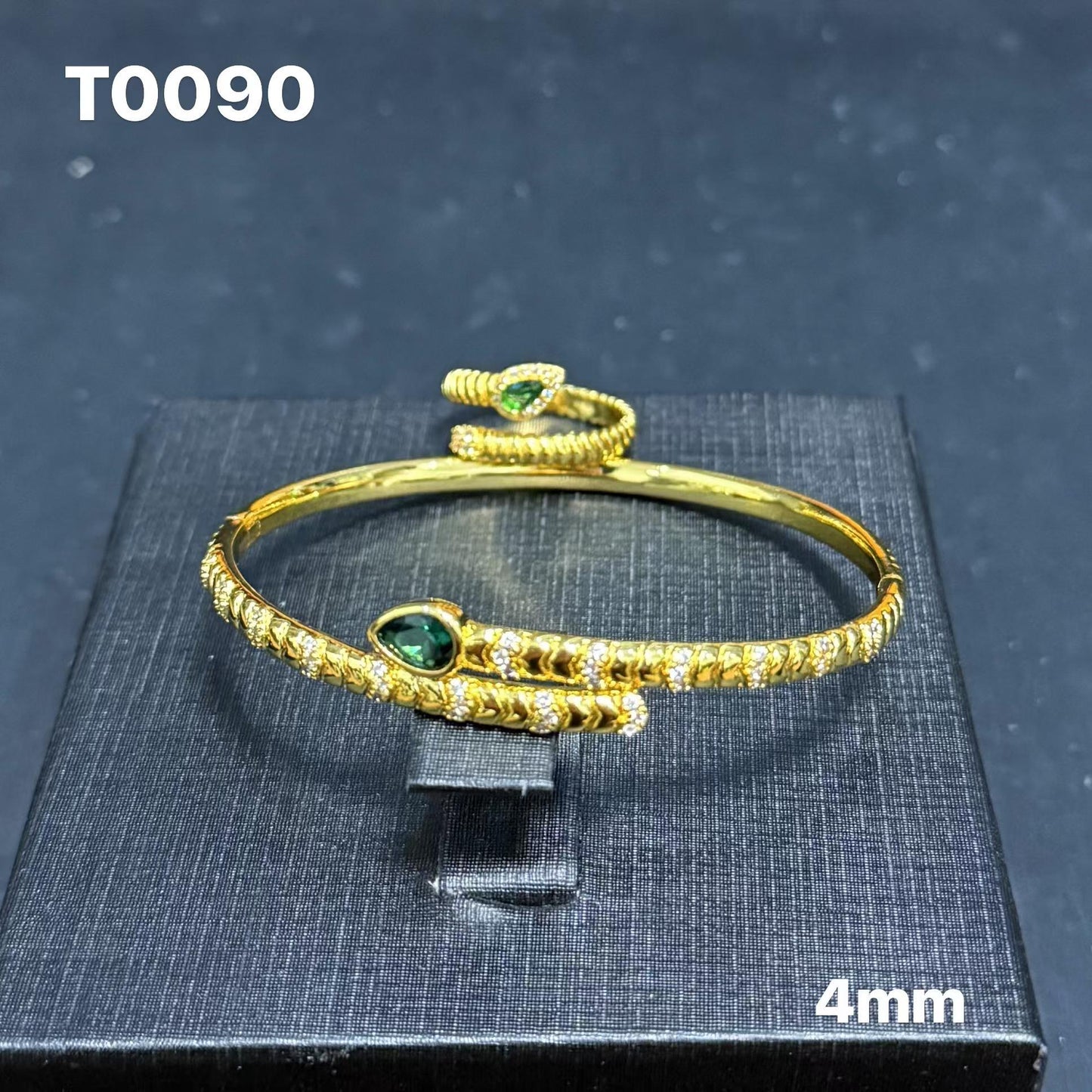 【FOLYSTUY (T90)】24k gold filled Adjustable Snake Bangle with Ring