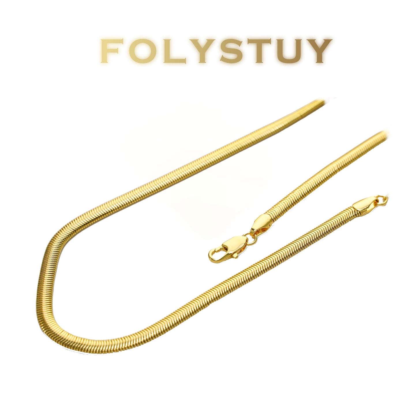 【FOLYSTUY (Y142)】24k gold filled Snake Bone Necklace