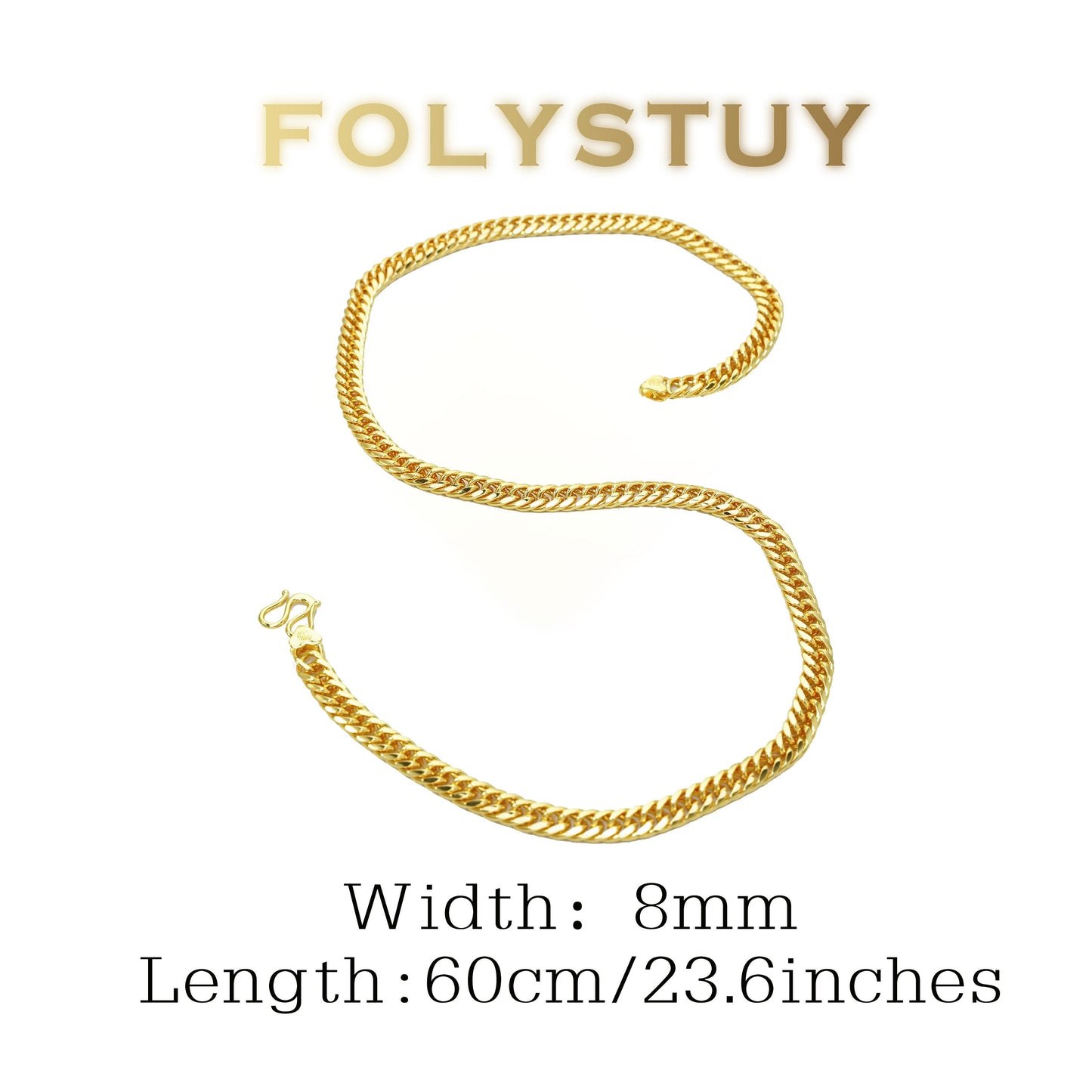【FOLYSTUY (Y130)】24k gold filled Cuban Chain Necklace