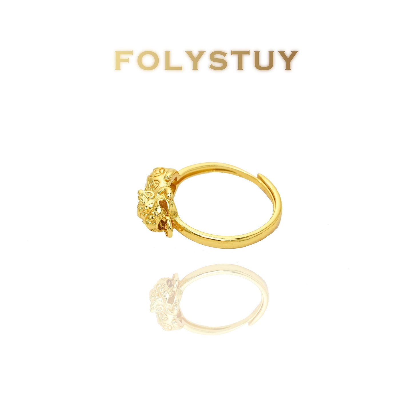 【FOLYSTUY(YNZ53)】24k gold filled Exquisite Coin & Pixiu Ring