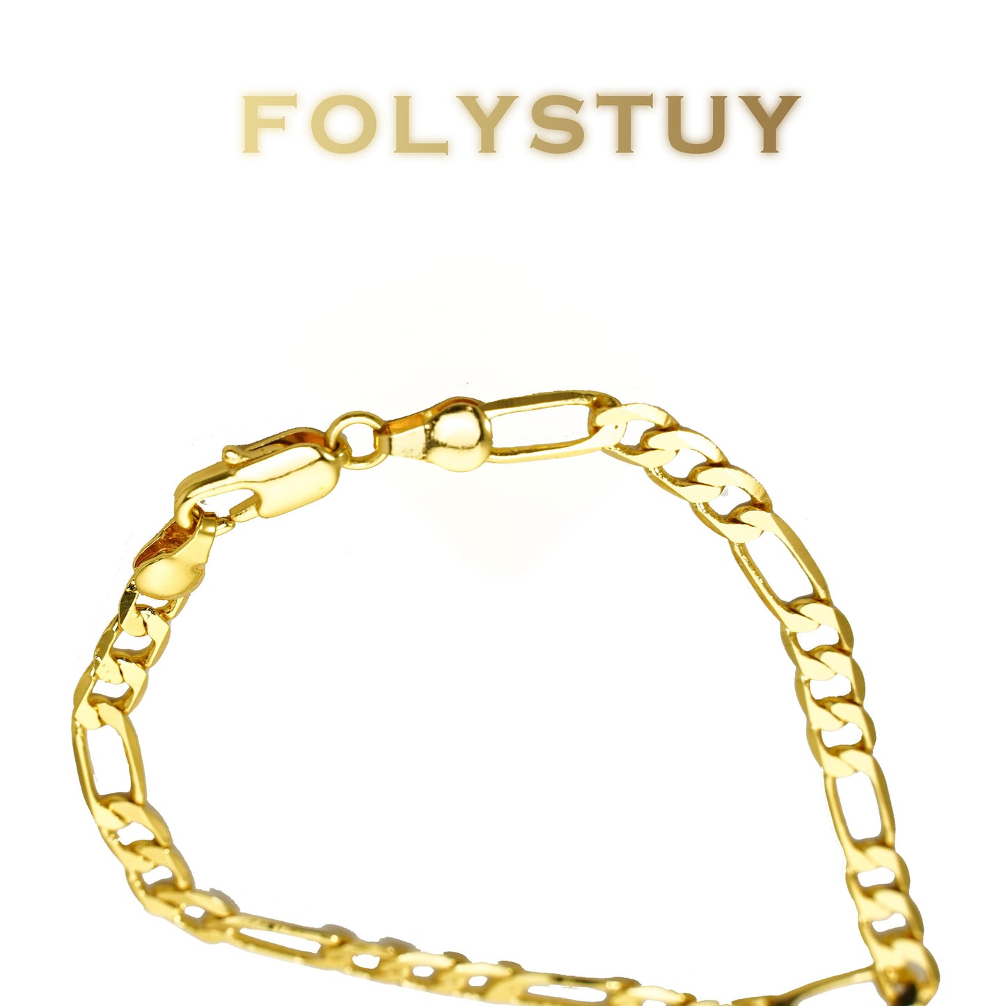 【FOLYSTUY(W165)】24k gold filled Figaro Hand Chain Bracelet