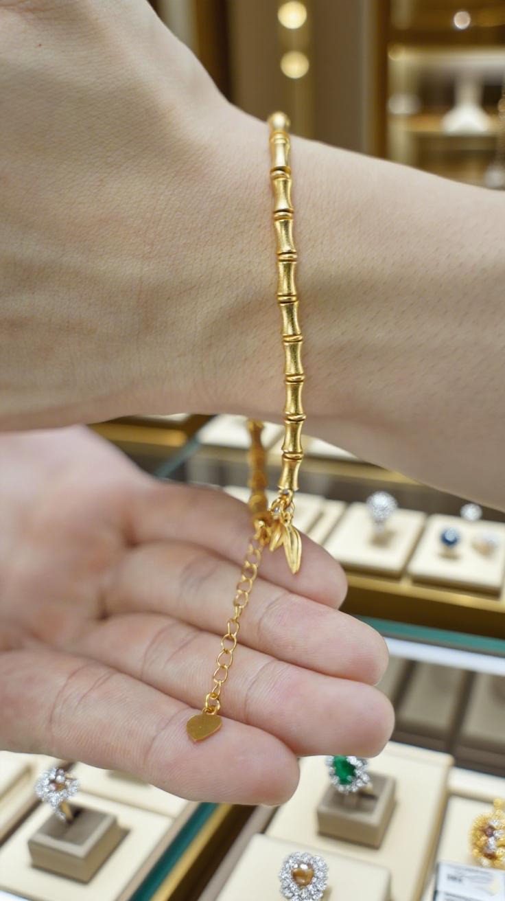 【FOLYSTUY(W40)】24k gold filled Elegant Bamboo Joint Hand Chain