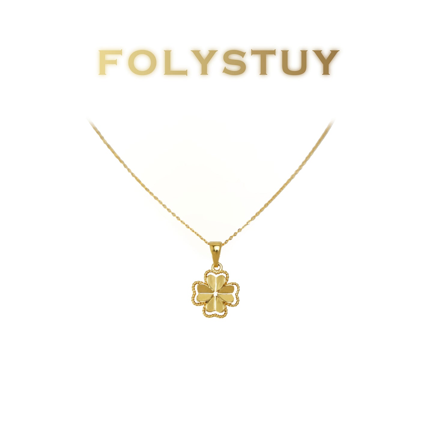 FOLYSTUY(K147) 24k gold filled 4 leaf clad pendant