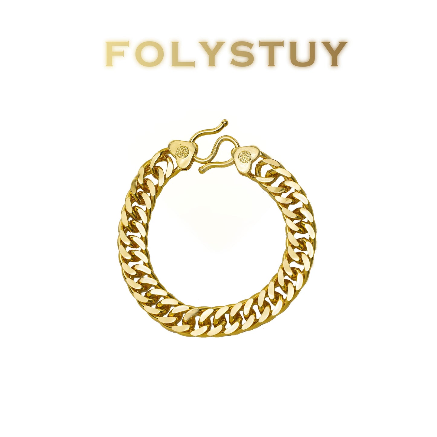 【FOLYSTUY (W173)】24k gold filled Flat Big Cuba Bracelet