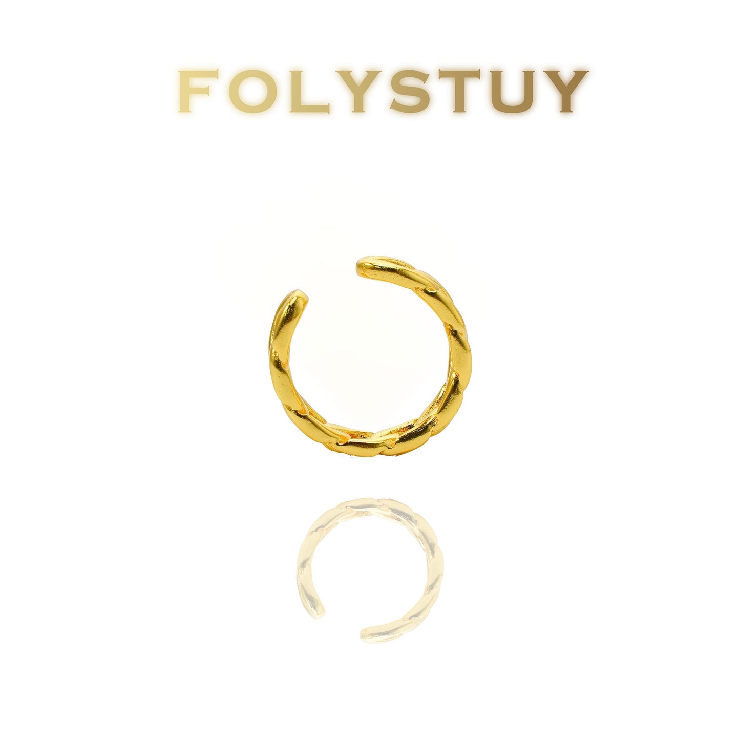 【FOLYSTUY(YNZ42)】24k gold filled Trendy Chunky Chain - Style Open - Ring by FOLYSTUY
