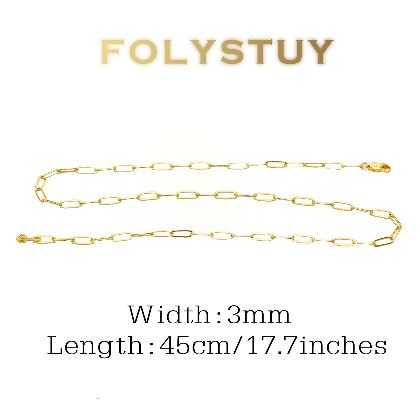 【FOLYSTUY (Y133)】24k gold filled Paperclip Chain Link Necklace
