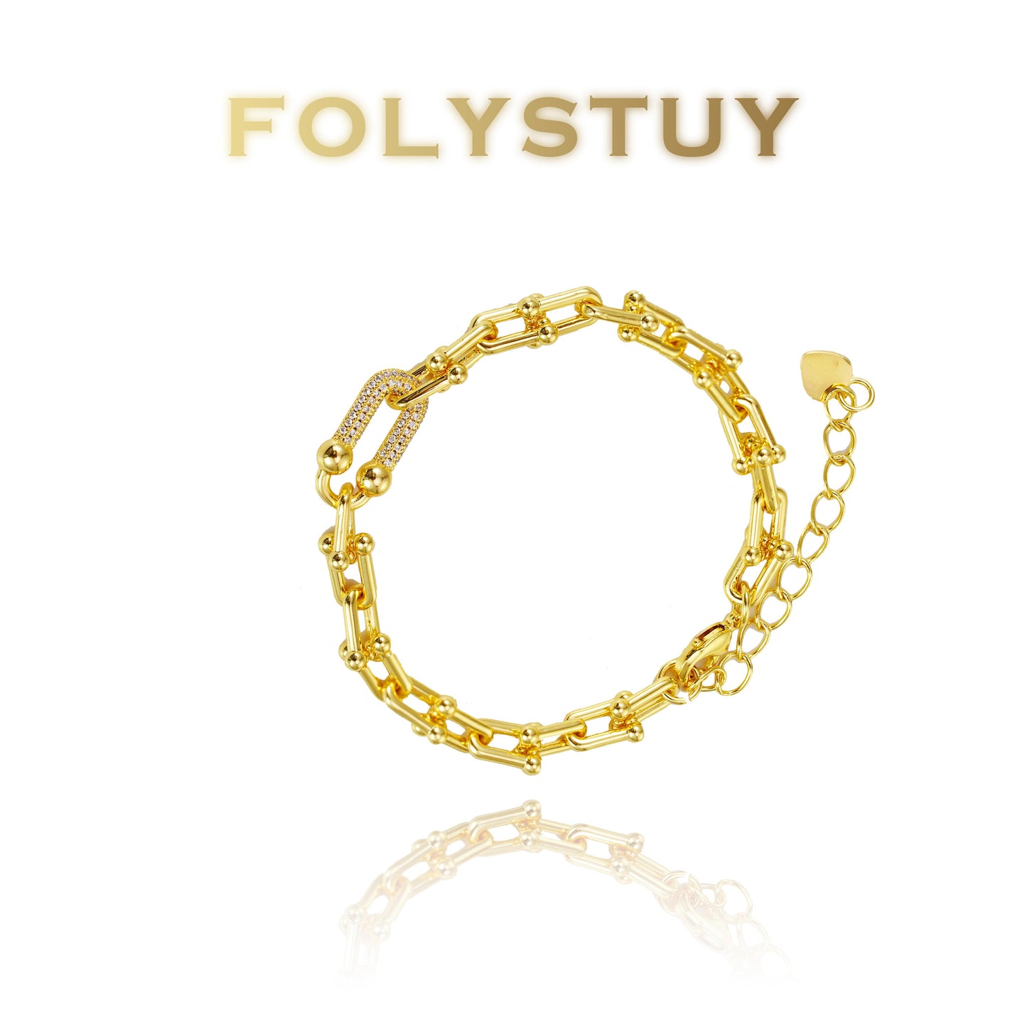 【FOLYSTUY (W153)】24k gold filled Paperclip Bracelet