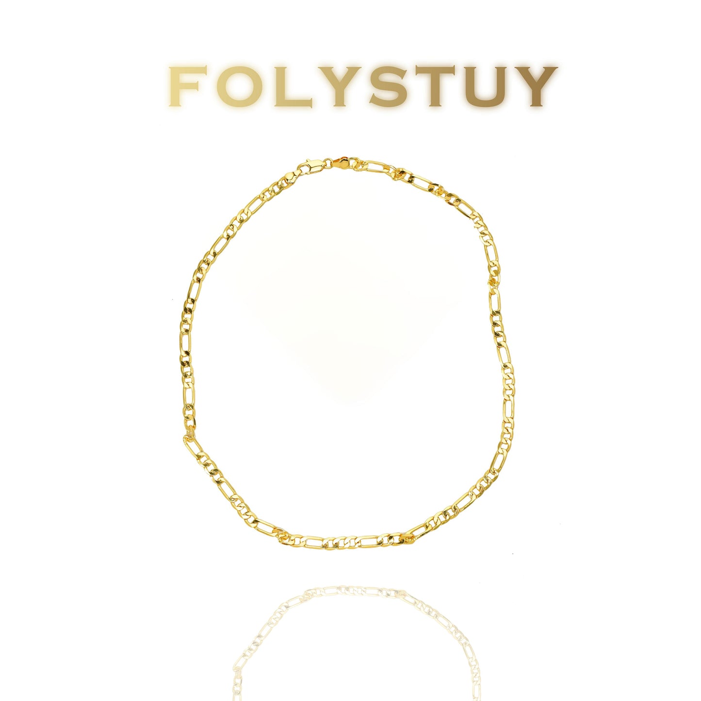 【FOLYSTUY (Y127)】24k gold filled Figaro Necklace