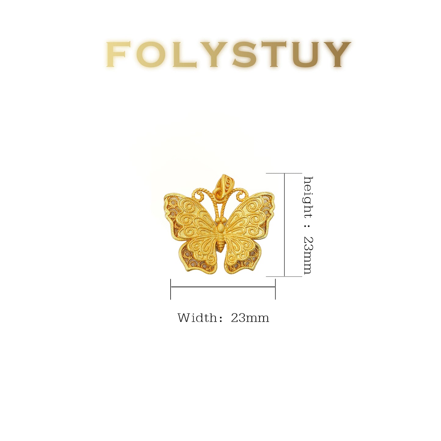 【FOLYSTUY(K140)】24k gold filled Gorgeous Butterfly Hollow-Out Pendant