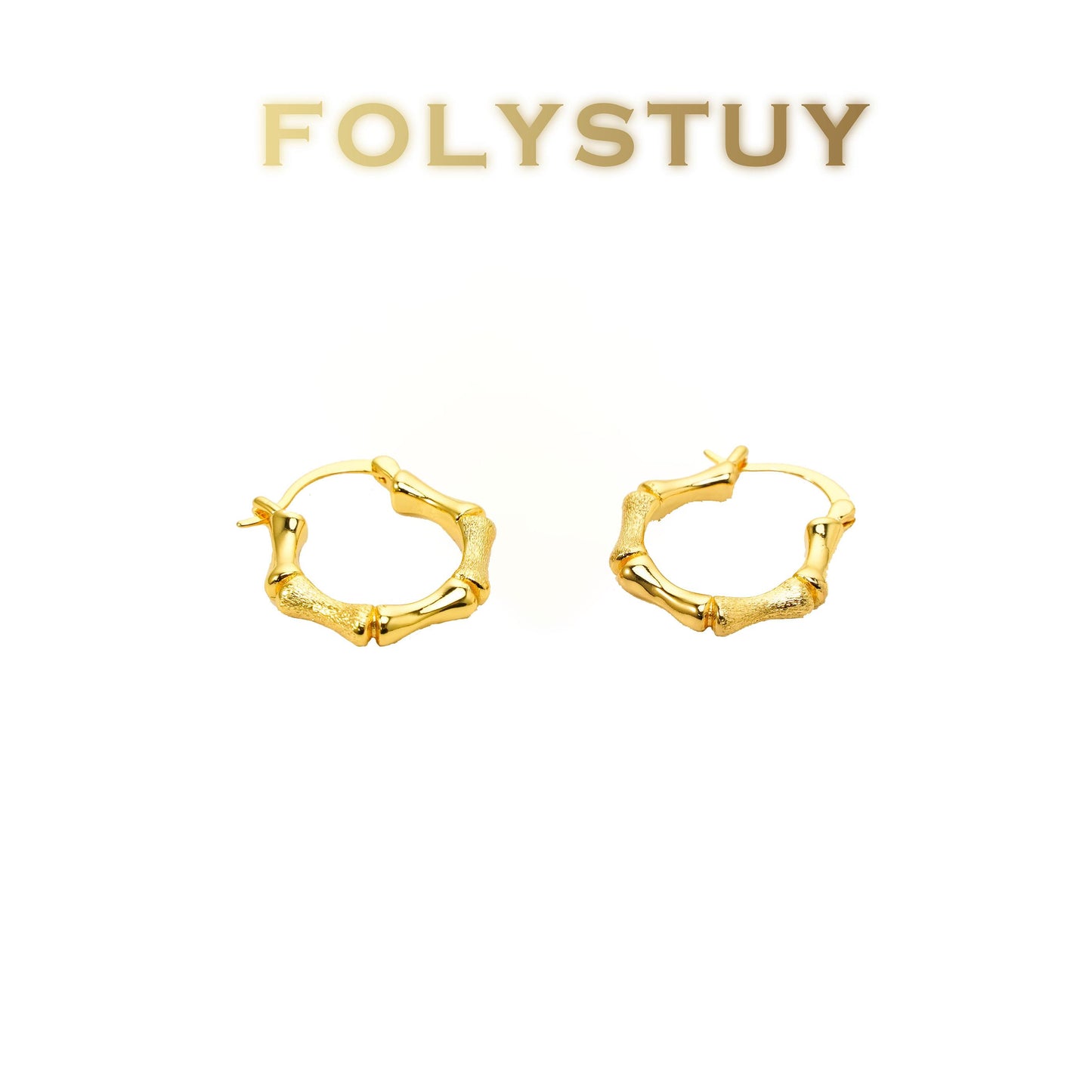 【FOLYSTUY(C45)】24k gold filled Graceful Bamboo Joint Earrings