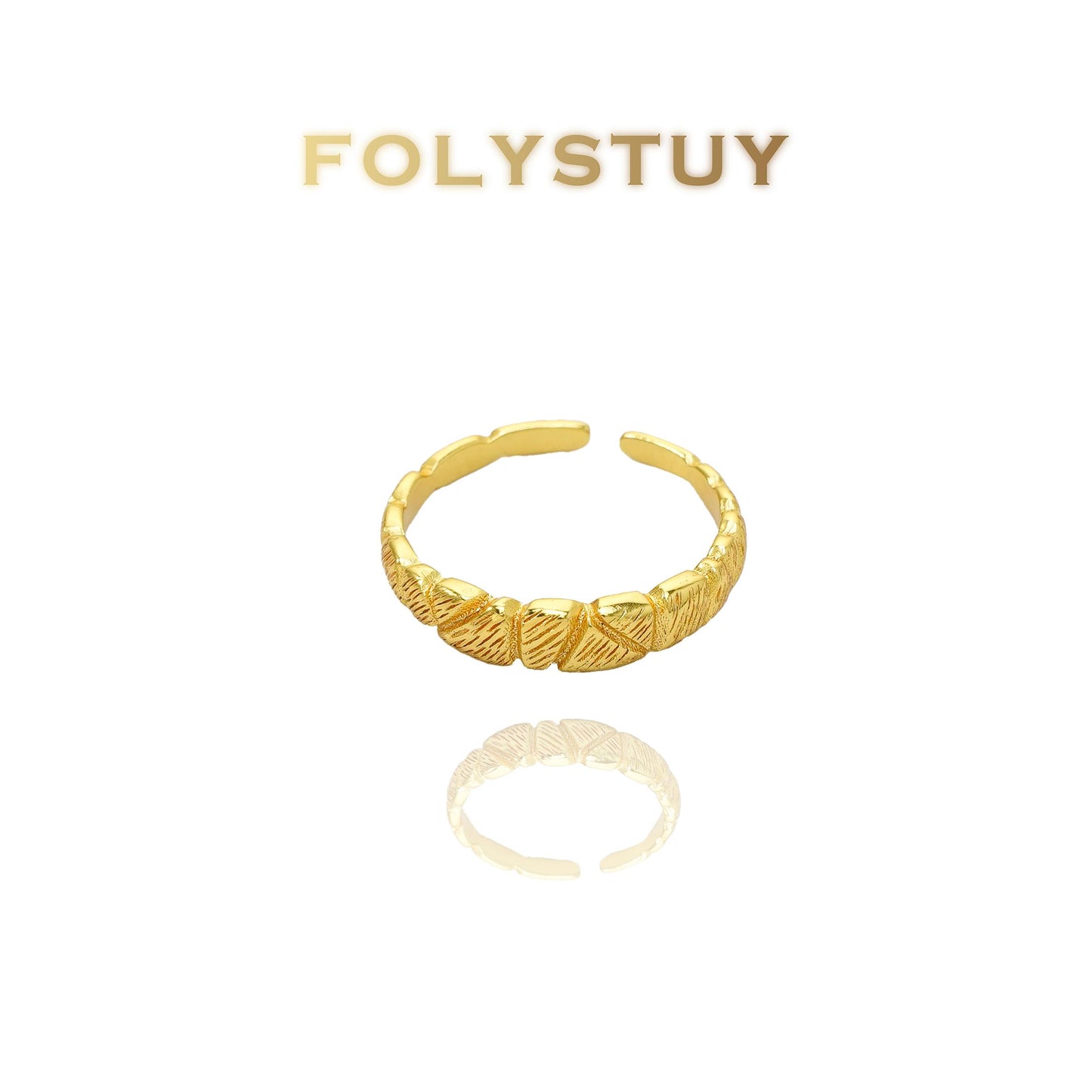 【FOLYSTUY(YNZ46)】24k gold filled Exquisite Artistic Pulled Flower Ring