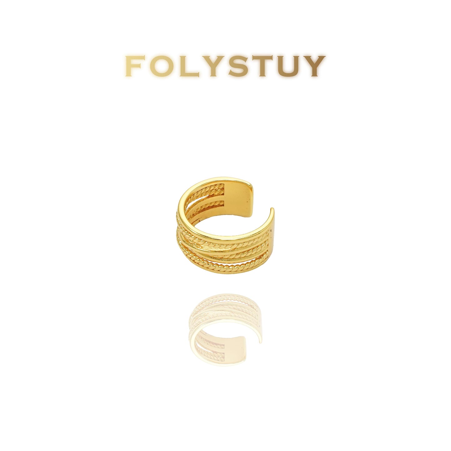 【FOLYSTUY(YNZ47)】24k gold filled Retro-Style Braided Ring