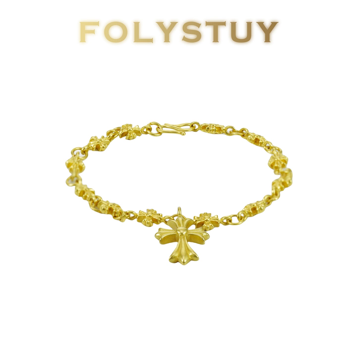 【FOLYSTUY (YNW13)】24k gold filled Cross Bracelet Fashion Unisex Bracelet
