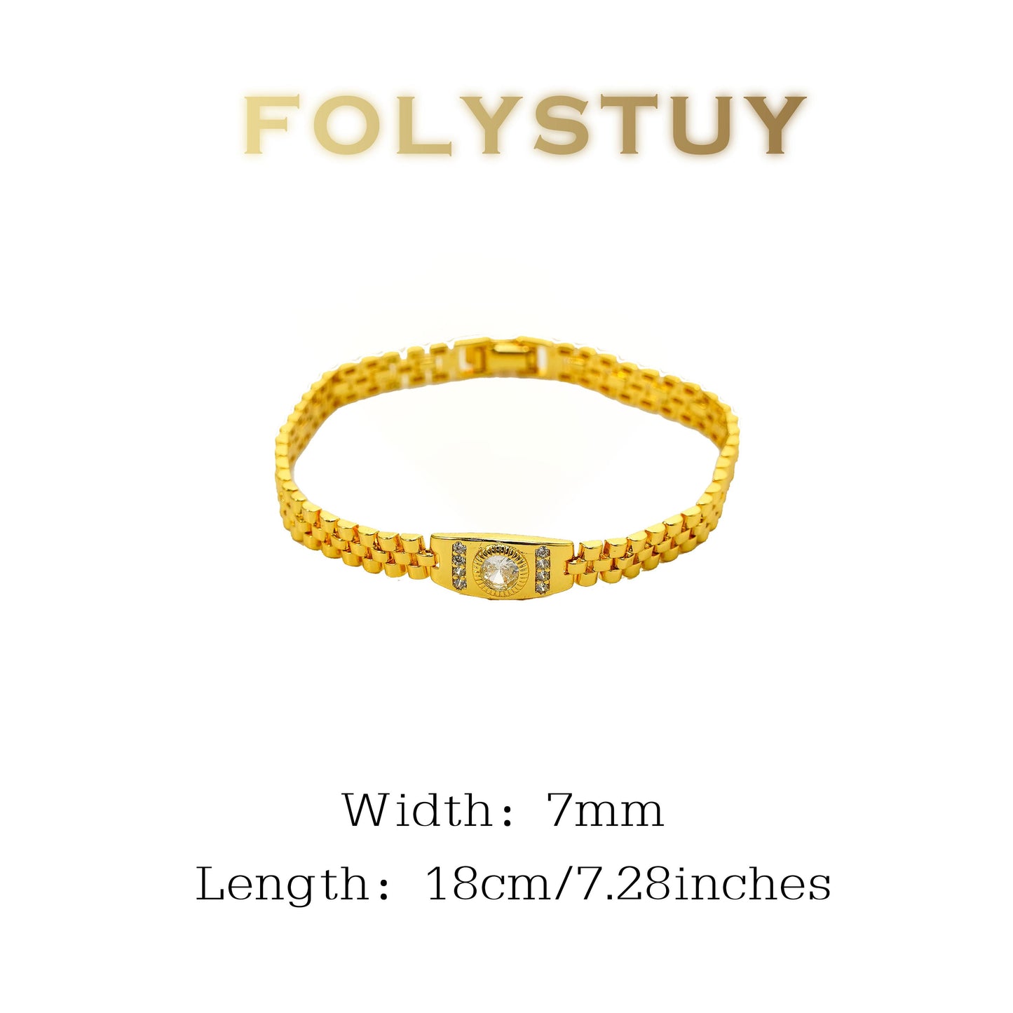 【FOLYSTUY (W159)】24k gold filled Watch Chain Bracelet