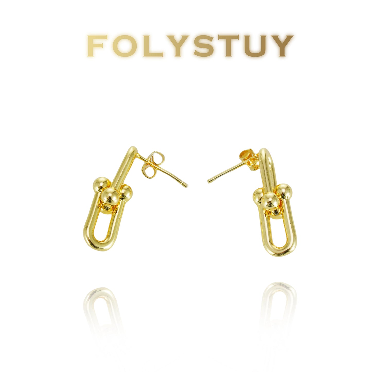 【FOLYSTUY (C68)】24k gold filled Paperclip Earrings