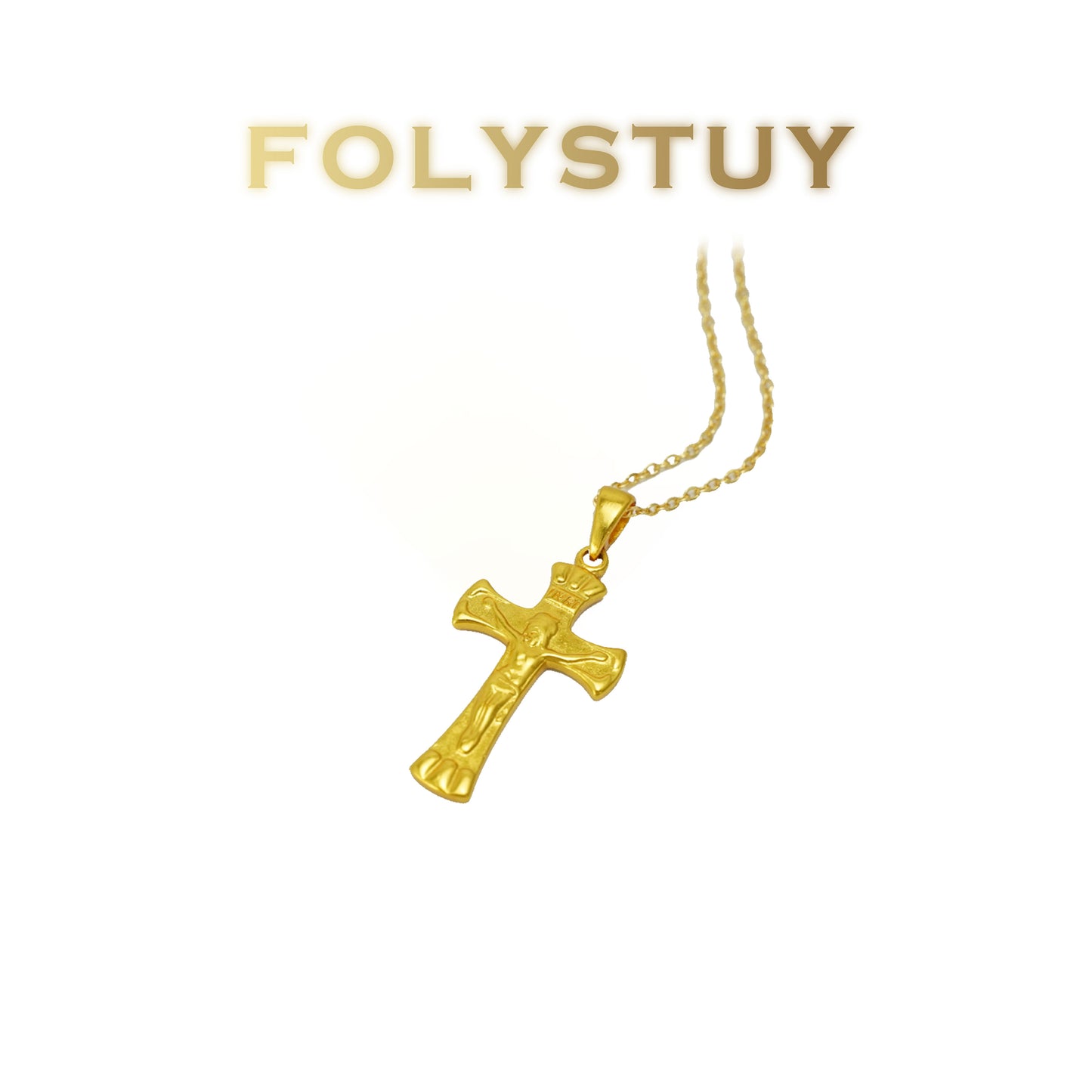 FOLYSTUY(YNK18) 24k gold filled cross pendent