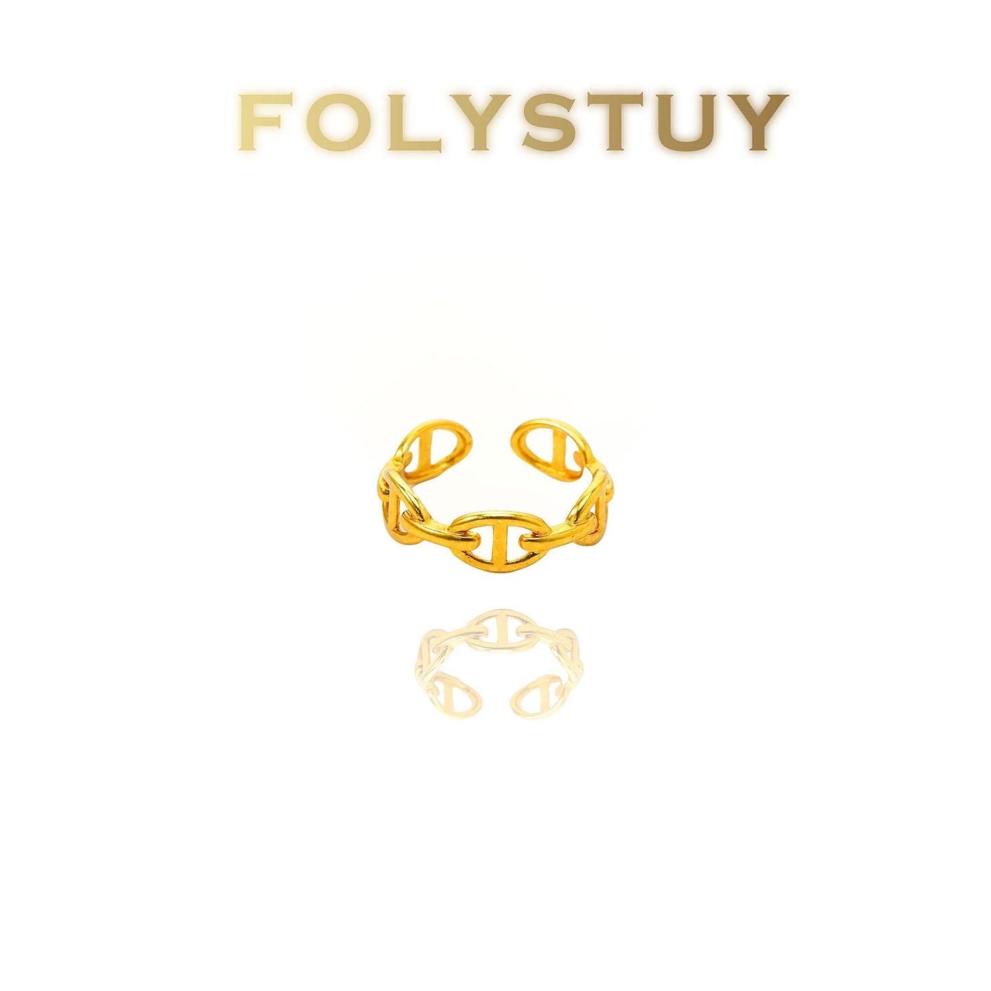 【FOLYSTUY(YNZ39)】24k gold filled Stylish Interlocking - Design Ring by FOLYSTUY