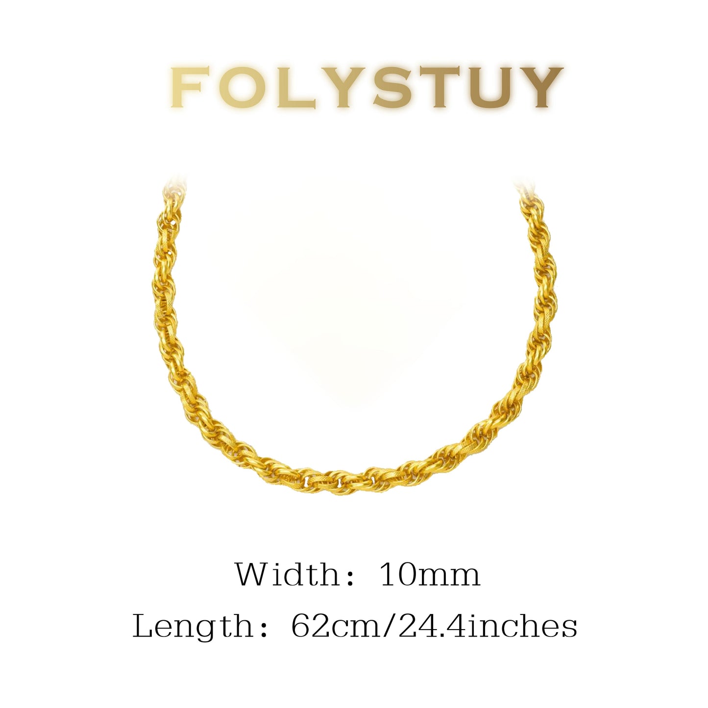 【FOLYSTUY(YNY10)】24k gold filled Dragon Bone Twisted Necklace