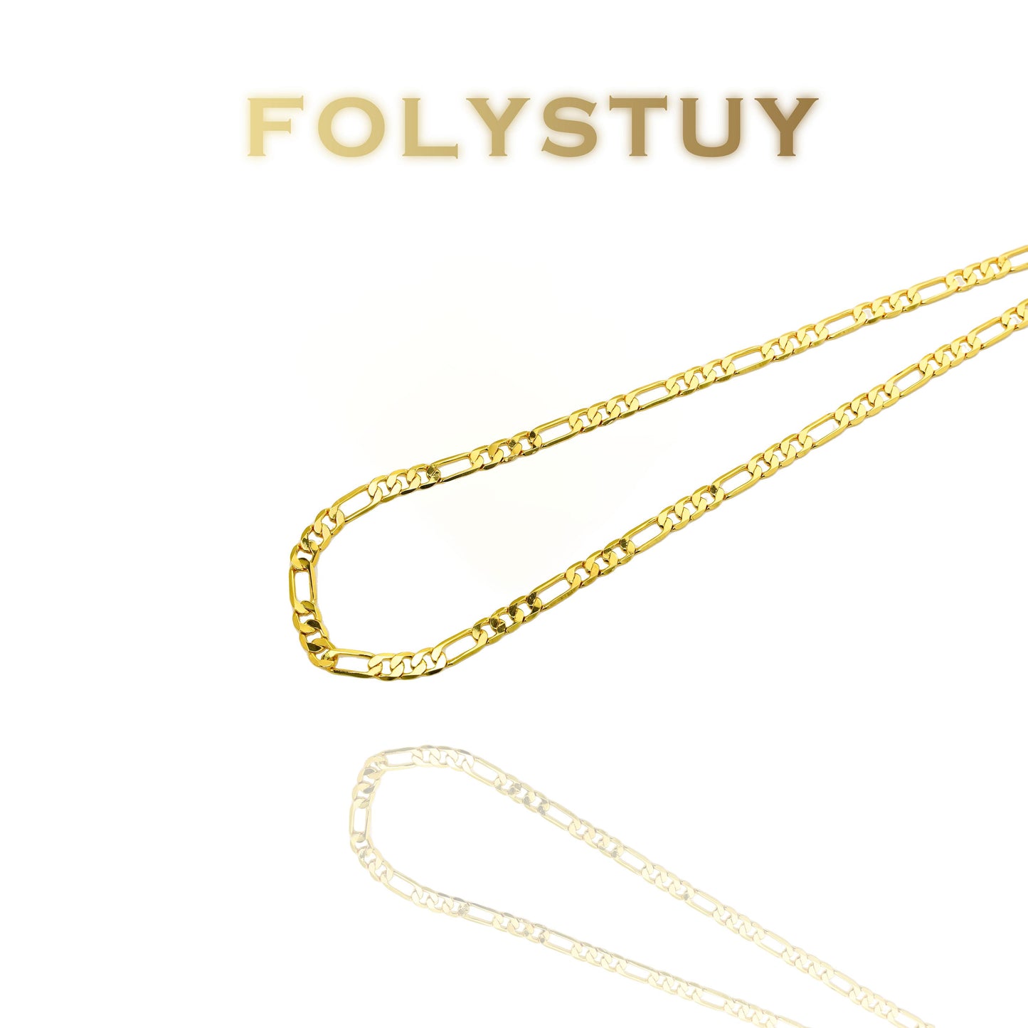 【FOLYSTUY (Y128)】24k gold filled Figaro Necklace