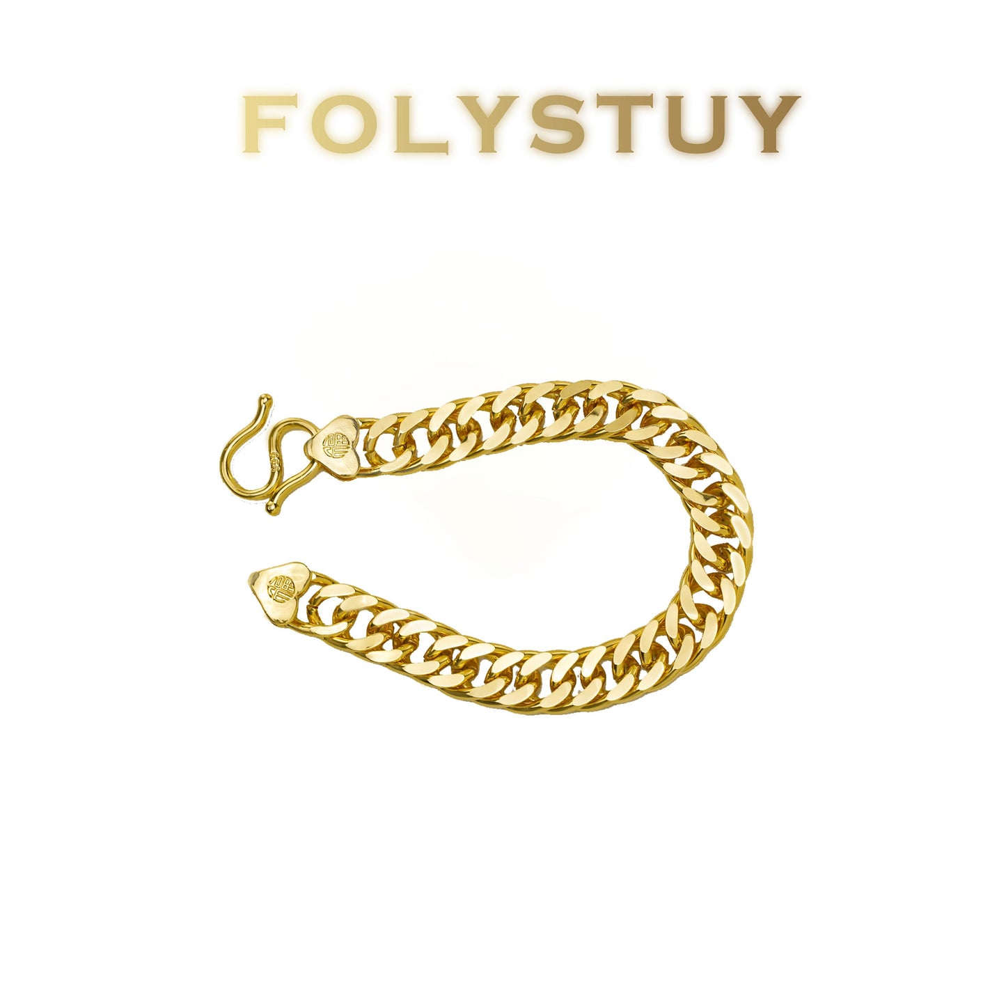 【FOLYSTUY (W173)】24k gold filled Flat Big Cuba Bracelet