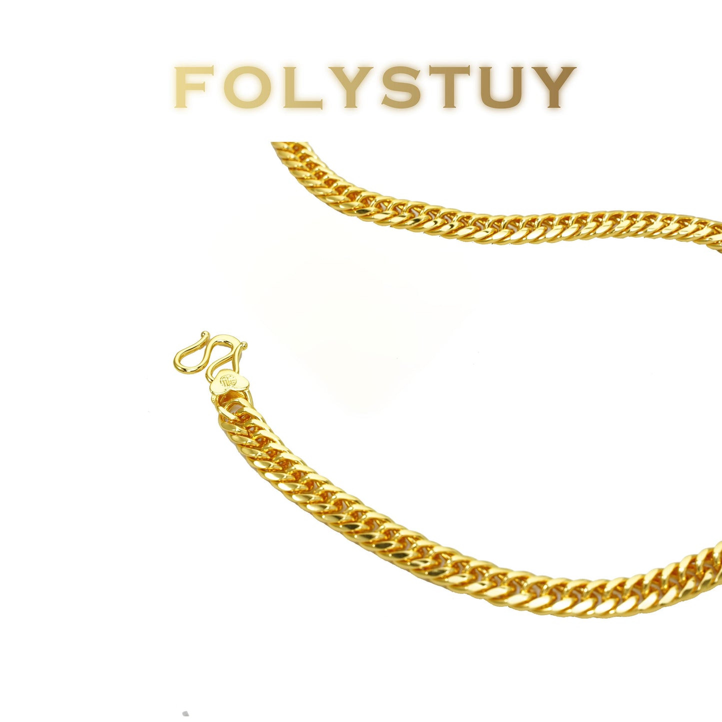 【FOLYSTUY (Y130)】24k gold filled Cuban Chain Necklace