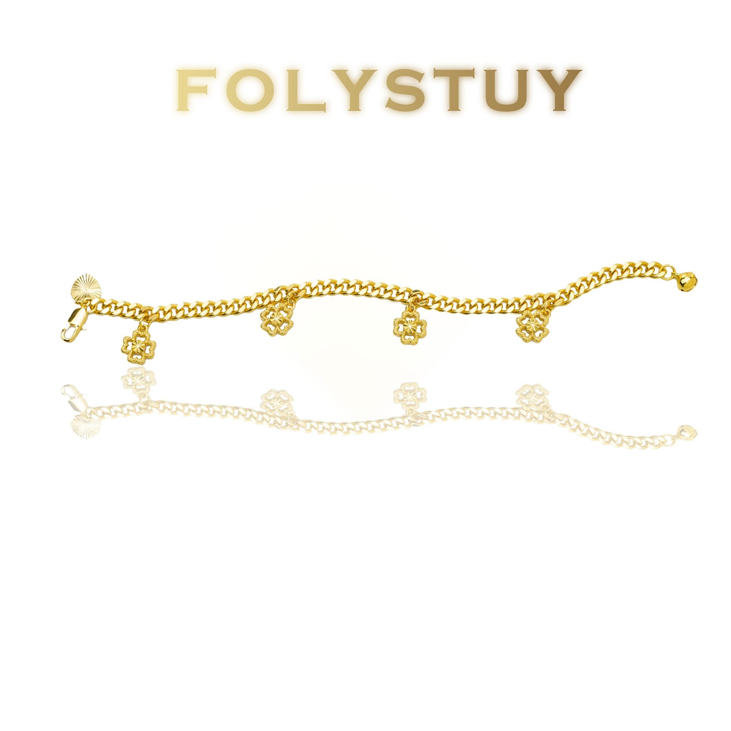 【FOLYSTUY (W163)】24k gold filled Cuban four-leaf clover bracelet