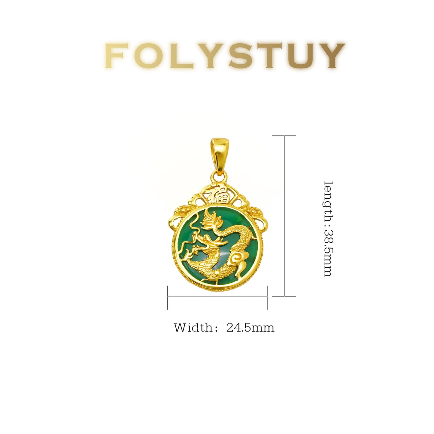 【FOLYSTUY (YNK16)】24k gold filled Dragon pendant inlaid with agate