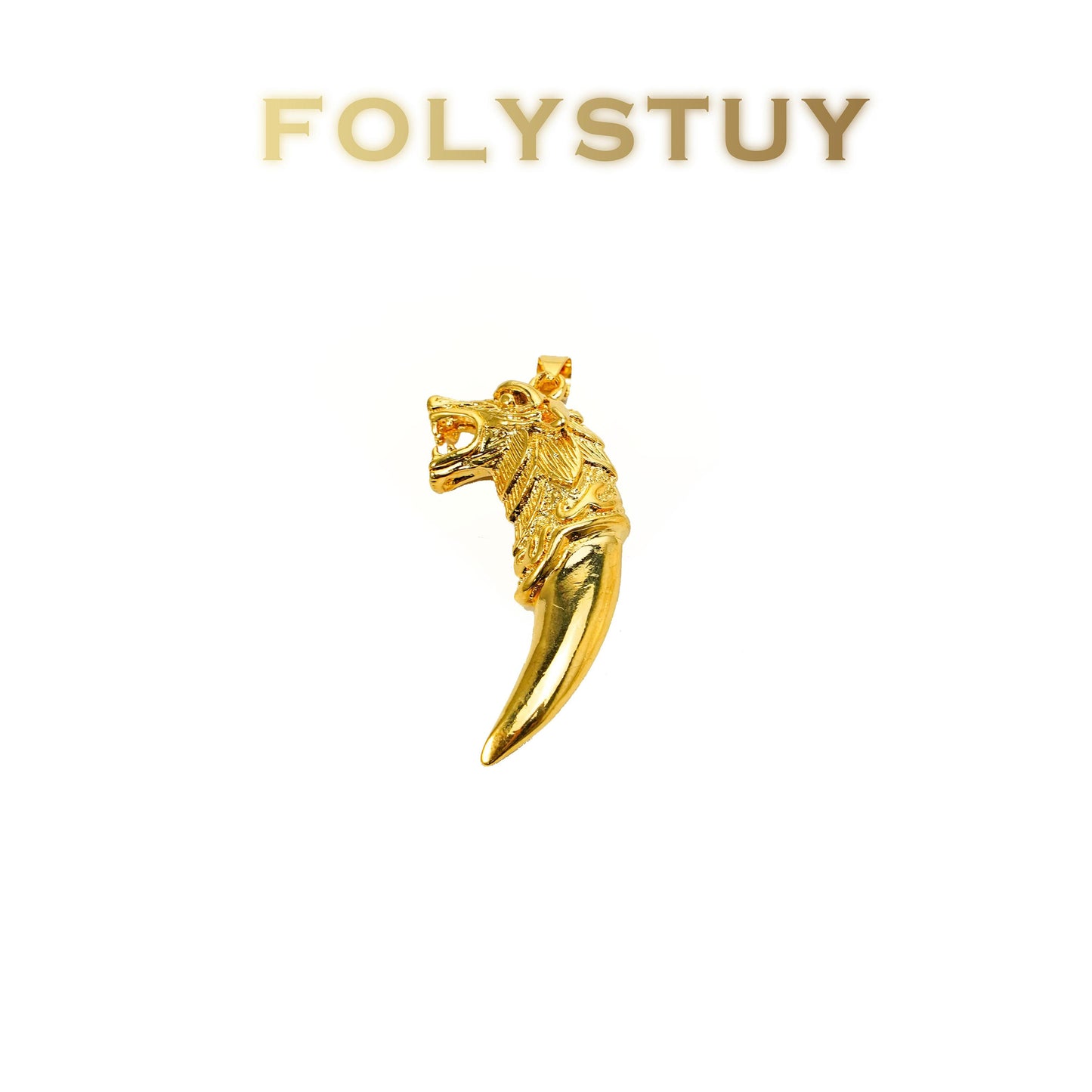【FOLYSTUY (K136)】24k gold filled Tiger and Wolf Tooth Pendant