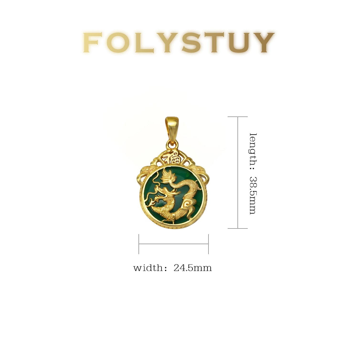 【FOLYSTUY (YNK16)】24k gold filled Dragon pendant inlaid with agate