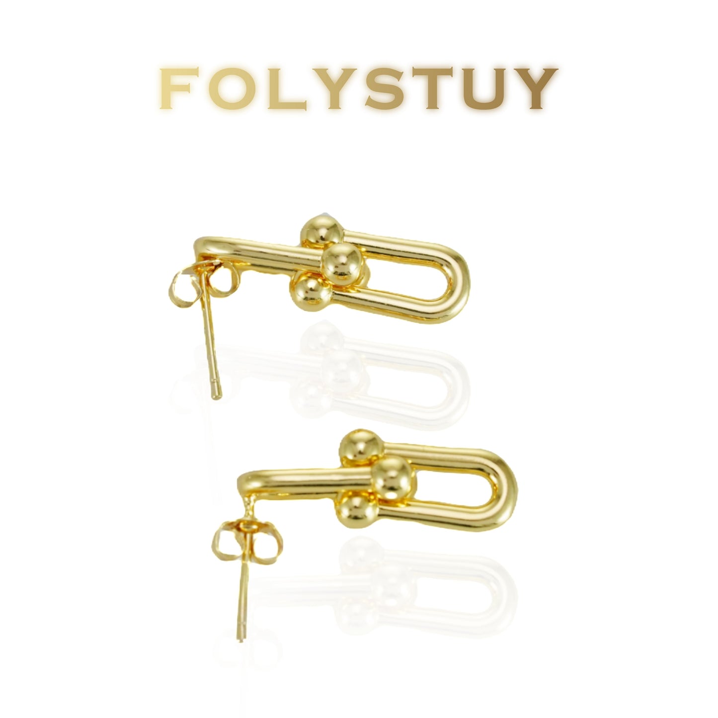 【FOLYSTUY (C68)】24k gold filled Paperclip Earrings