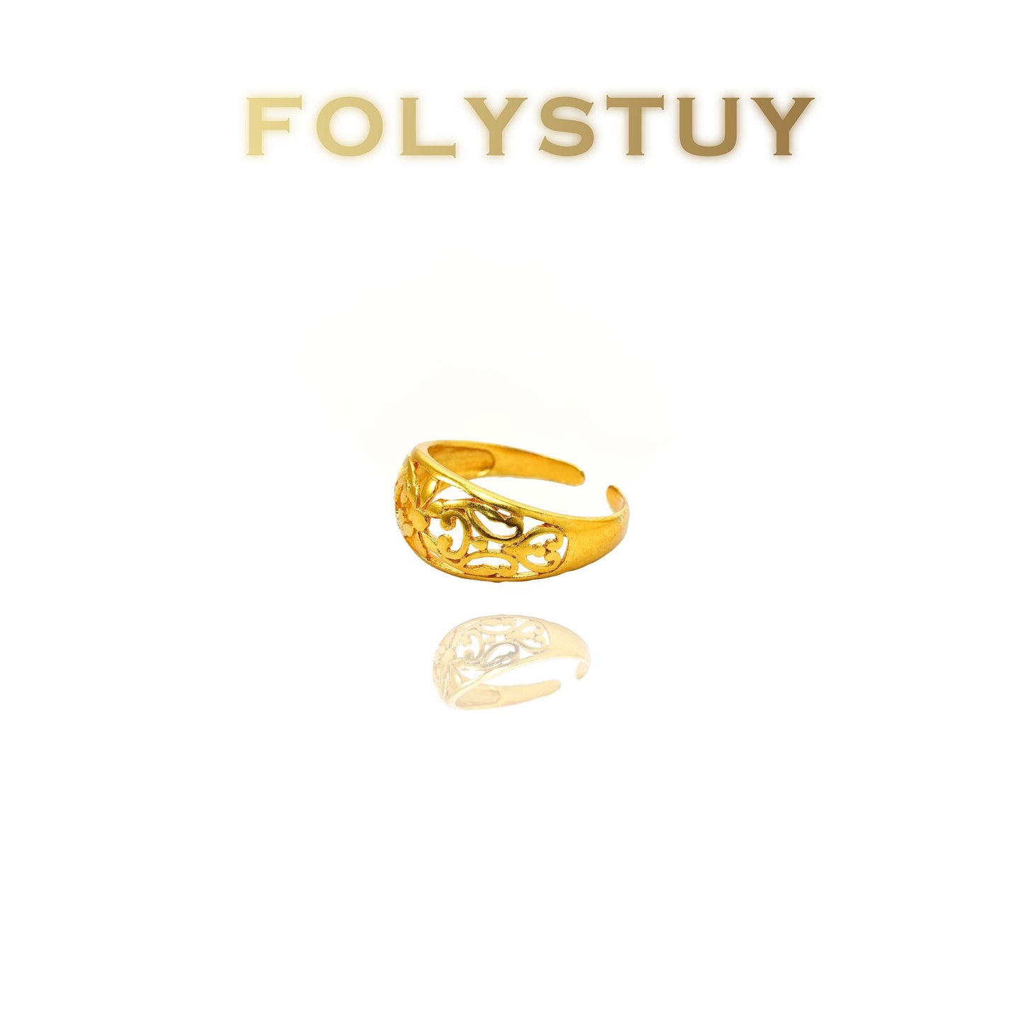 【FOLYSTUY(YNZ41)】24k gold filled Exquisite Floral - Patterned Ring by FOLYSTUY