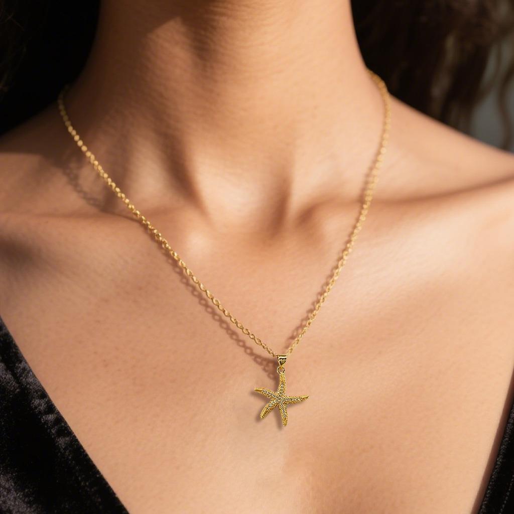 【FOLYSTUY (K137) 】24k gold filled Exquisite Starfish Pendant