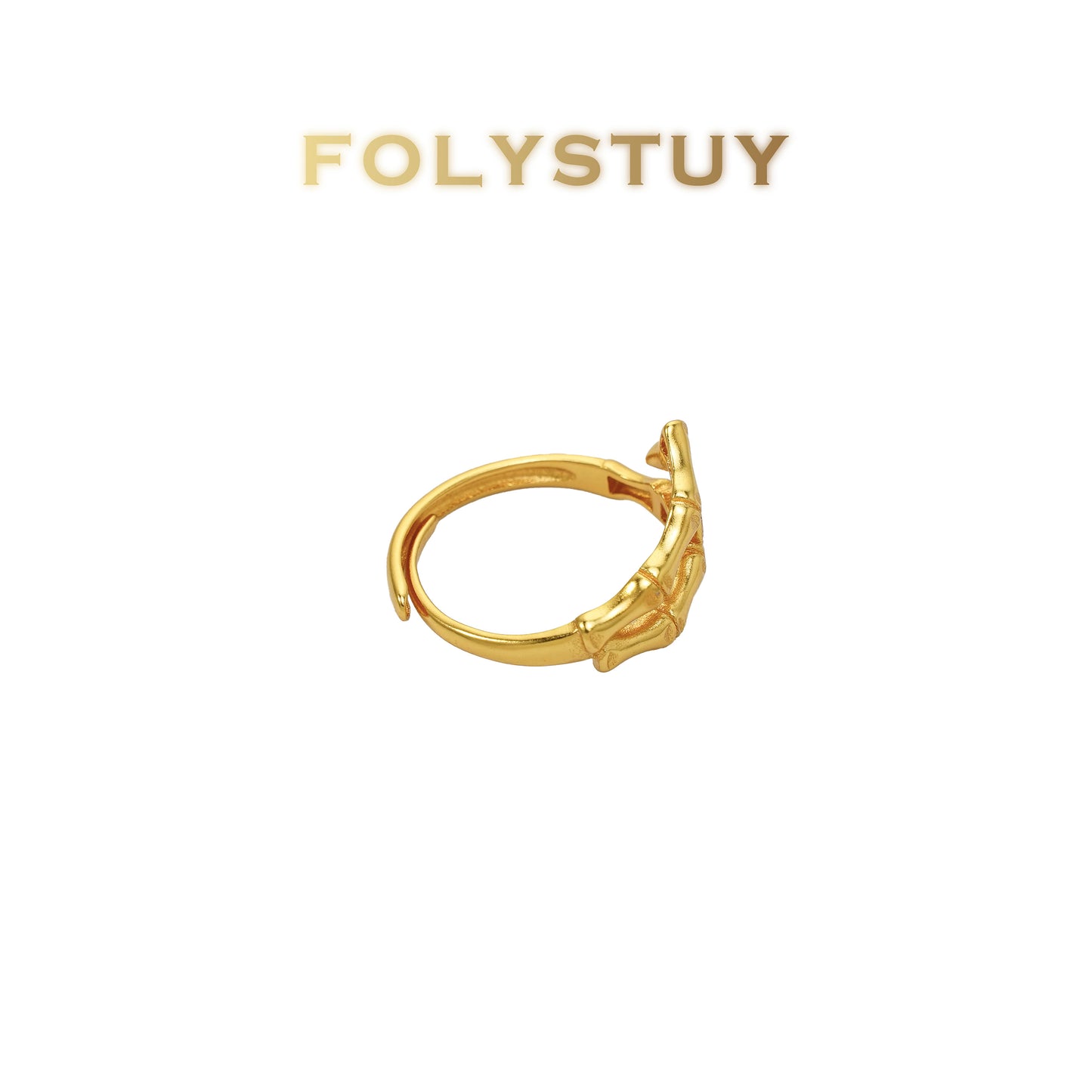 【FOLYSTUY(YNZ56)】24k gold filled Elegant Bamboo - Inspired Ring