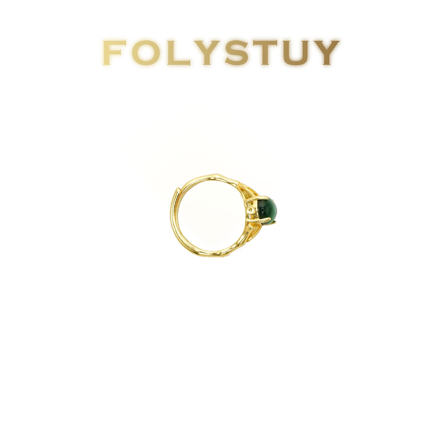 【FOLYSTUY(YNZ52)】24k gold filled Stunning Evil - Eye - Inspired Ring with Green Gemstone