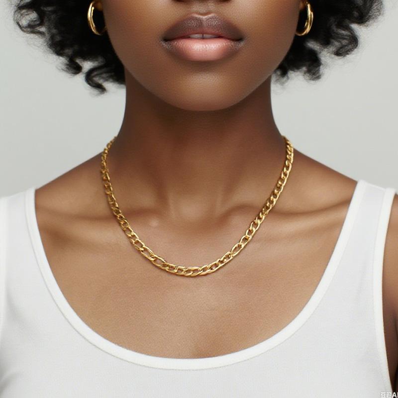 【FOLYSTUY (Y127)】24k gold filled Figaro Necklace