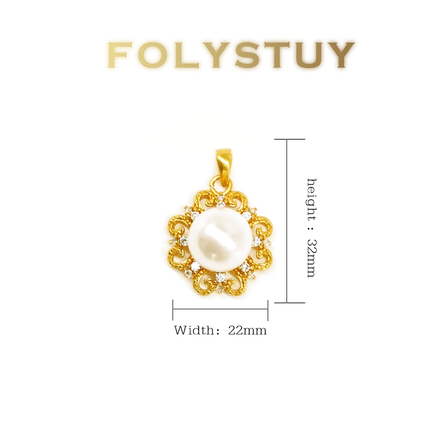 【FOLYSTUY YNK04 】24k gold filled White Jade Pearl Flower Pendant