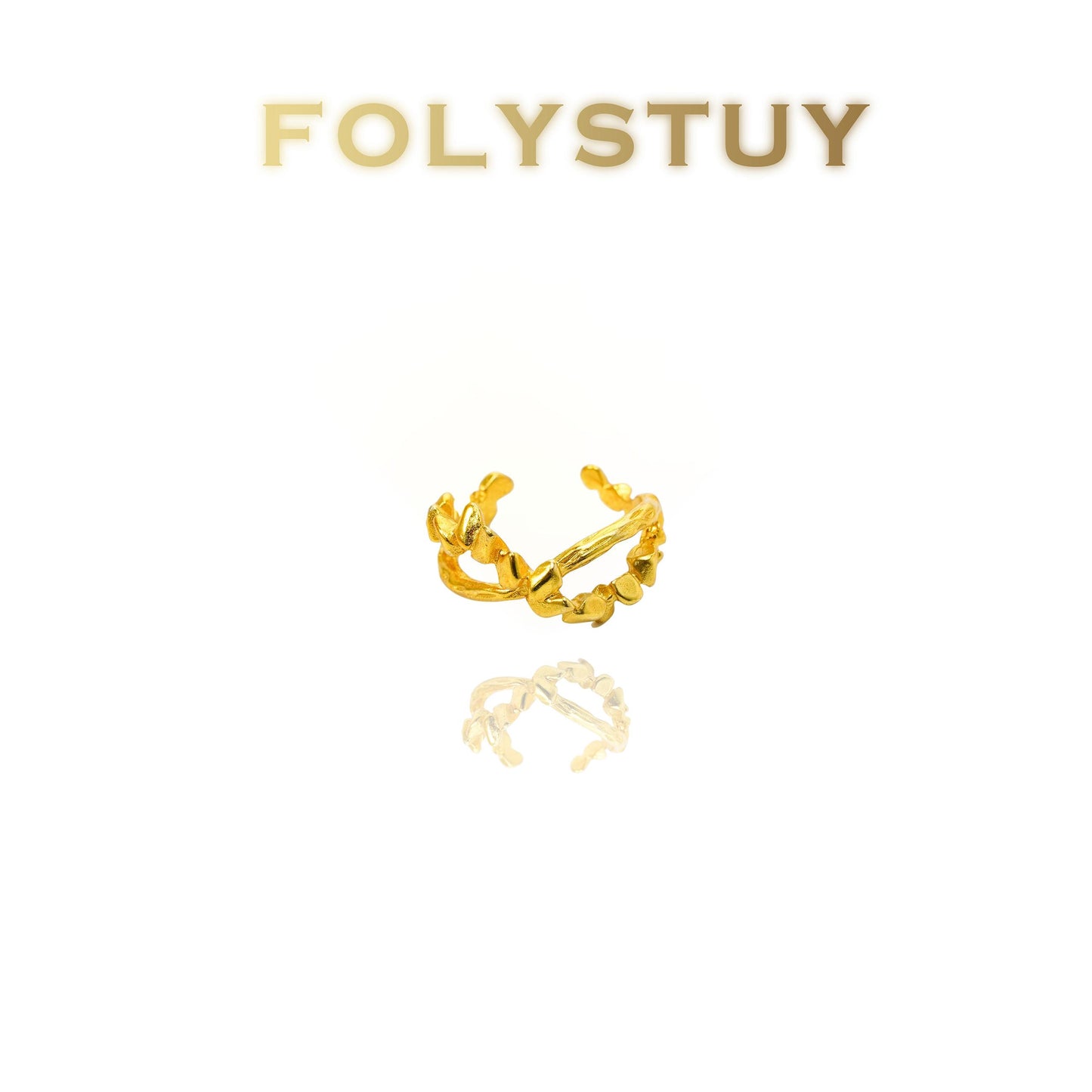 【FOLYSTUY(YNZ43)】24k gold filled Fashion Forward Chunky Link Open Ring
